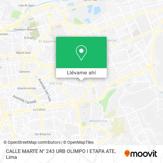 Mapa de CALLE MARTE N° 243 URB  OLIMPO I ETAPA   ATE