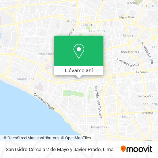 Mapa de San Isidro   Cerca a 2 de Mayo y Javier Prado