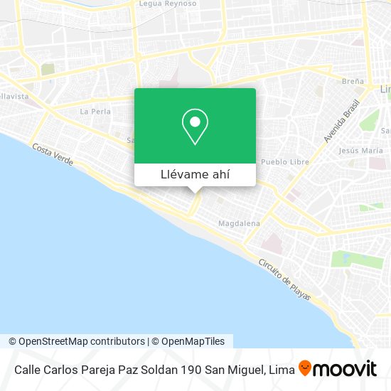 Mapa de Calle Carlos Pareja Paz Soldan 190  San Miguel