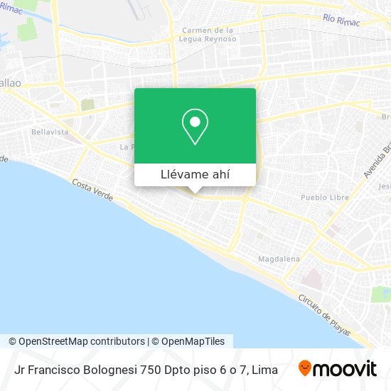 Mapa de Jr Francisco Bolognesi 750 Dpto piso 6 o 7