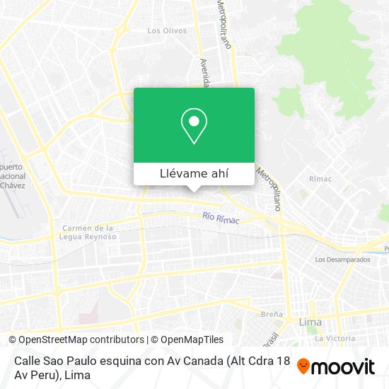Mapa de Calle Sao Paulo esquina con Av  Canada (Alt  Cdra 18 Av  Peru)