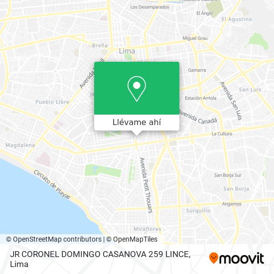 Mapa de JR  CORONEL DOMINGO CASANOVA 259 LINCE