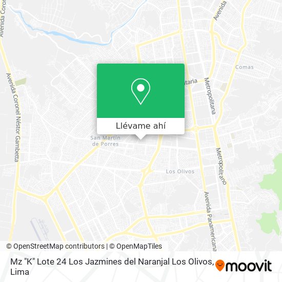 Mapa de Mz "K" Lote 24  Los Jazmines del Naranjal  Los Olivos