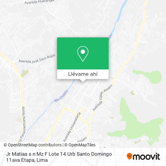 Mapa de Jr  Matias s n Mz F Lote 14 Urb  Santo Domingo 11ava Etapa