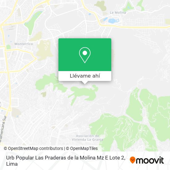 Mapa de Urb Popular Las Praderas de la Molina Mz E Lote 2