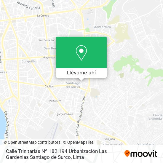 Mapa de Calle Trinitarias Nº 182 194  Urbanización Las Gardenias  Santiago de Surco