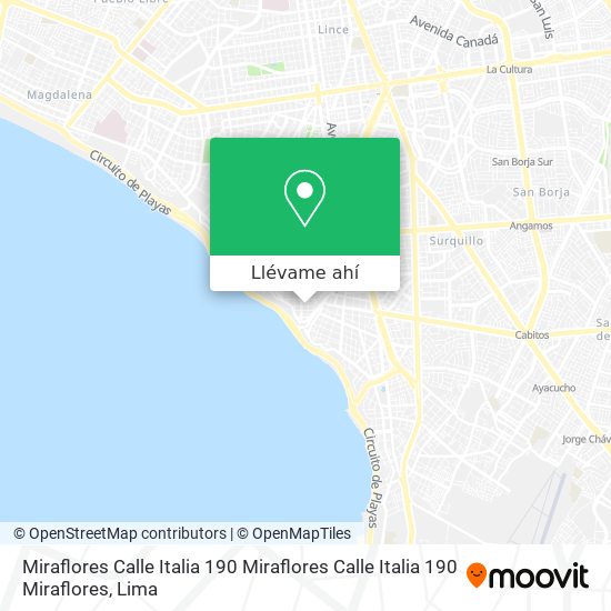 Mapa de Miraflores  Calle Italia 190 Miraflores Calle Italia 190 Miraflores