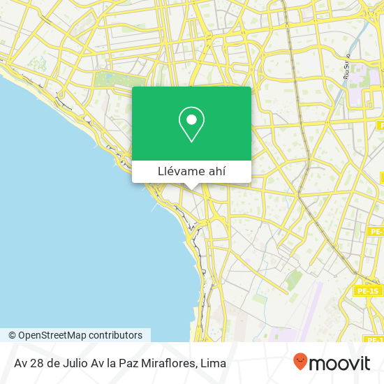 Mapa de Av 28 de Julio   Av  la Paz  Miraflores