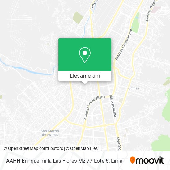 Mapa de AAHH Enrique milla  Las Flores Mz  77  Lote 5