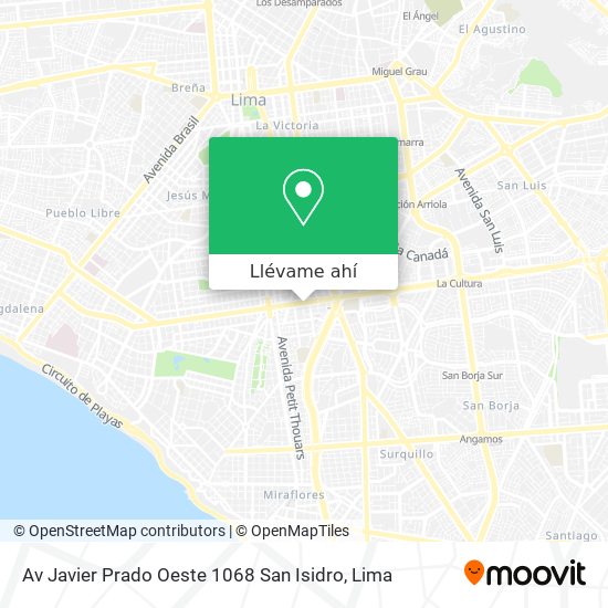 Mapa de Av  Javier Prado Oeste 1068 San Isidro
