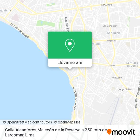 Mapa de Calle Alcanfores  Malecón de la Reserva a 250 mts de Larcomar