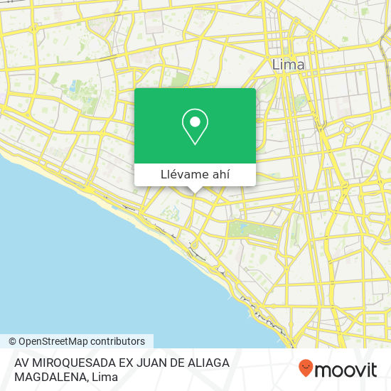 Mapa de AV  MIROQUESADA  EX  JUAN DE ALIAGA  MAGDALENA