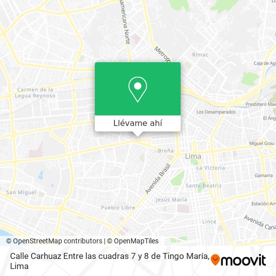Mapa de Calle Carhuaz  Entre las cuadras 7 y 8 de Tingo María