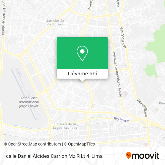 Mapa de calle Daniel Alcides Carrion Mz R Lt 4
