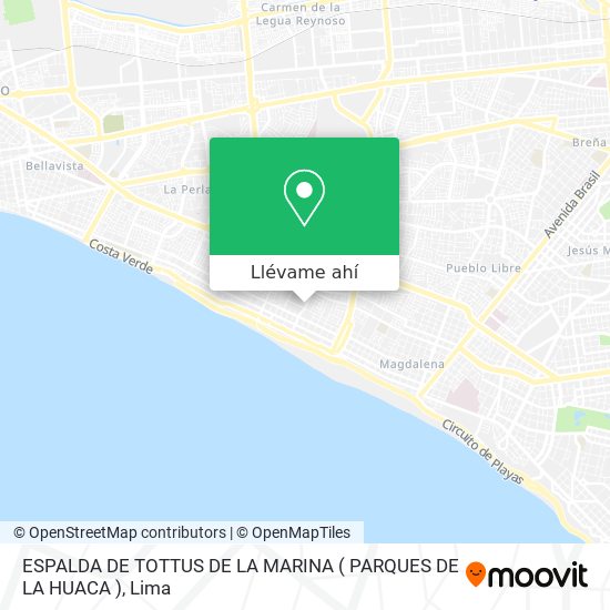 Mapa de ESPALDA DE TOTTUS DE LA MARINA ( PARQUES DE LA HUACA )