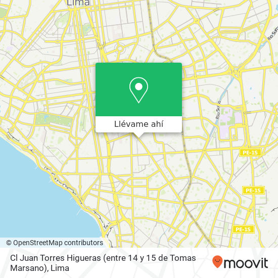 Mapa de Cl  Juan Torres Higueras (entre 14 y 15 de Tomas Marsano)