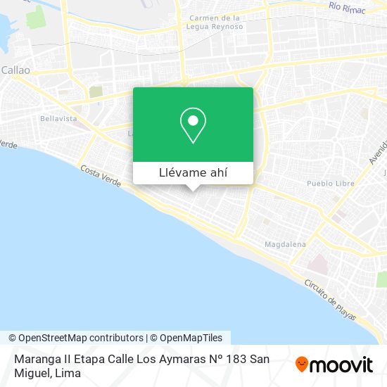 Mapa de Maranga II Etapa  Calle Los Aymaras Nº 183  San Miguel
