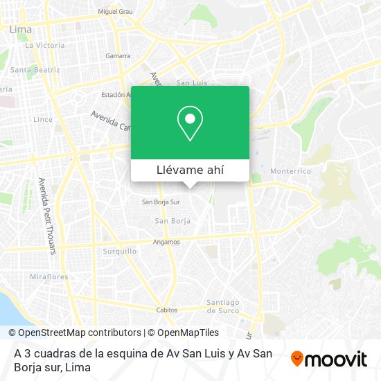 Mapa de A 3 cuadras de la esquina de Av  San Luis y Av  San Borja sur