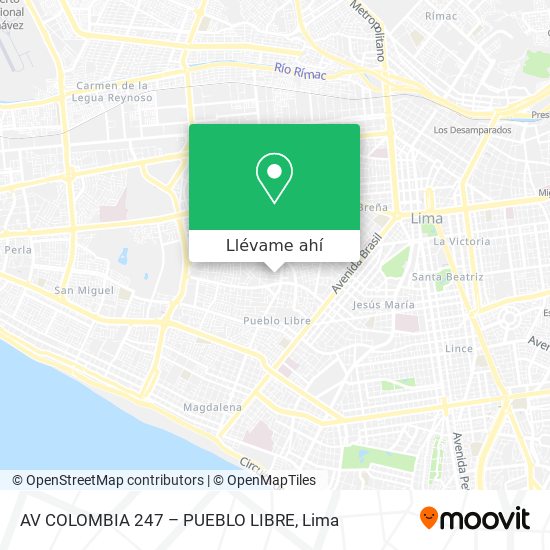 Mapa de AV  COLOMBIA 247  – PUEBLO LIBRE