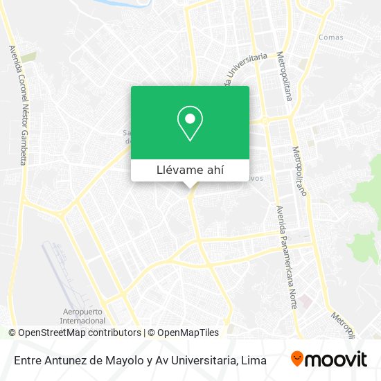 Mapa de Entre Antunez de Mayolo y Av Universitaria