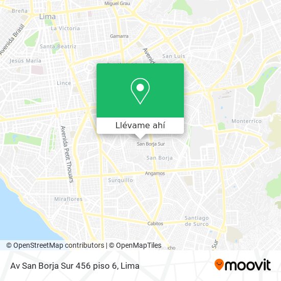 Mapa de Av  San Borja Sur 456 piso 6