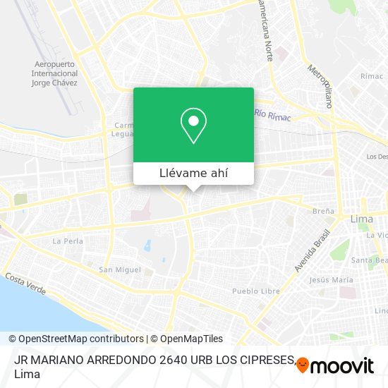 Mapa de JR MARIANO ARREDONDO 2640 URB LOS CIPRESES