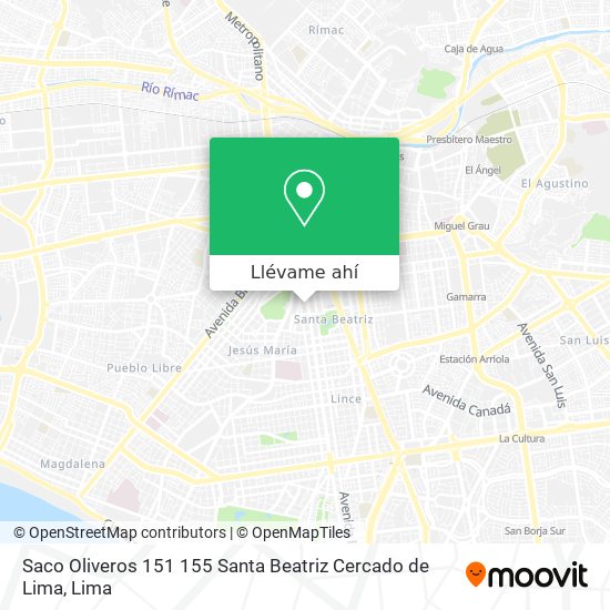 Mapa de Saco Oliveros 151 155 Santa Beatriz Cercado de Lima