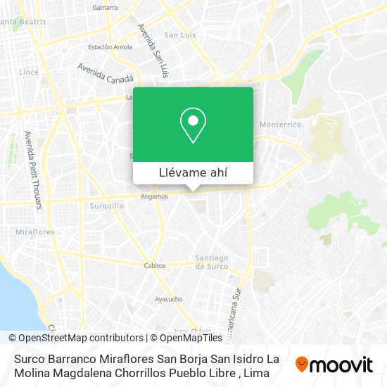 Mapa de Surco  Barranco  Miraflores  San Borja  San Isidro  La Molina  Magdalena  Chorrillos  Pueblo Libre