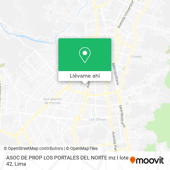 Mapa de ASOC  DE PROP  LOS PORTALES DEL NORTE  mz  I  lote 42