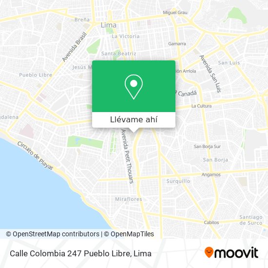 Mapa de Calle Colombia 247  Pueblo Libre