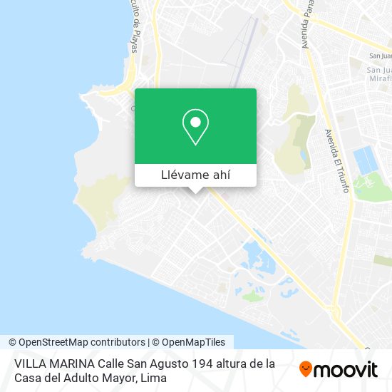 Mapa de VILLA MARINA    Calle San Agusto 194  altura de la Casa del Adulto Mayor