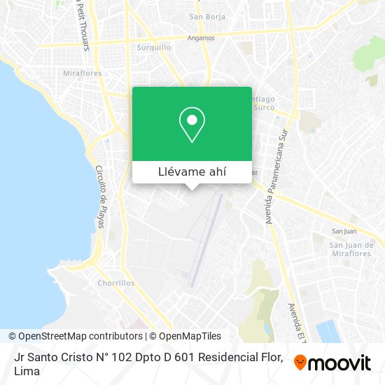 Mapa de Jr Santo Cristo N° 102 Dpto D 601 Residencial Flor