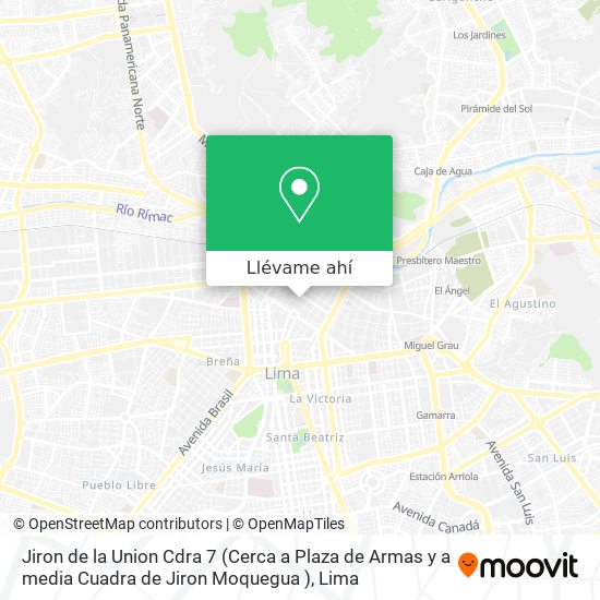 Mapa de Jiron de la Union Cdra  7 (Cerca a Plaza de Armas y a media Cuadra de Jiron Moquegua )