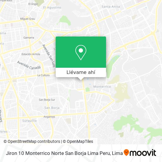 Mapa de Jiron 10 Monterrico Norte San Borja Lima Peru