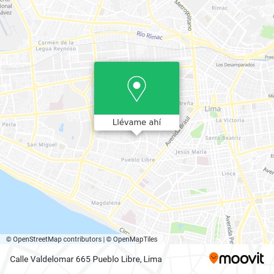 Mapa de Calle Valdelomar 665   Pueblo Libre