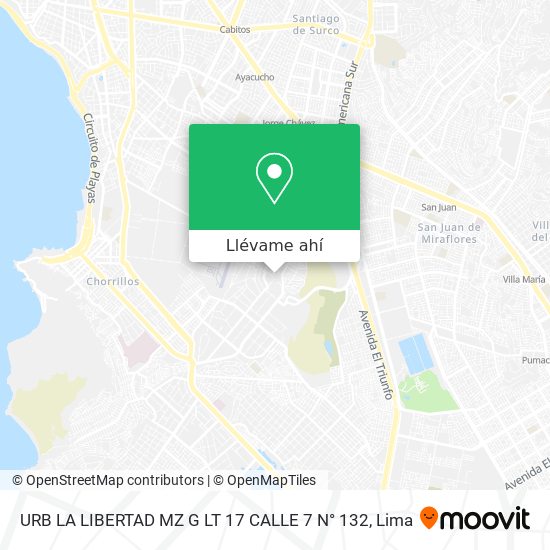 Mapa de URB  LA LIBERTAD MZ G LT 17 CALLE 7 N° 132