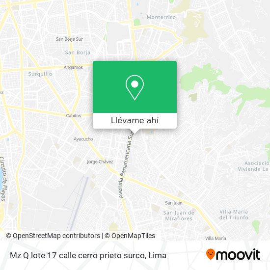 Mapa de Mz Q lote 17 calle cerro prieto surco