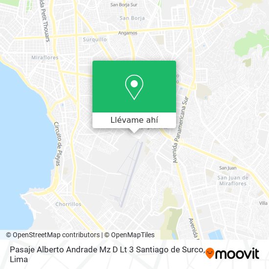 Mapa de Pasaje Alberto Andrade Mz D Lt 3 Santiago de Surco