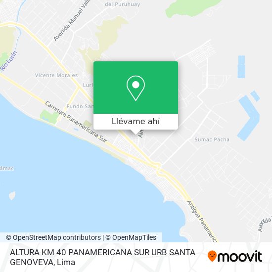 Mapa de ALTURA KM 40 PANAMERICANA SUR URB  SANTA GENOVEVA
