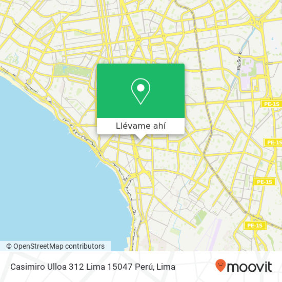 Mapa de Casimiro Ulloa 312  Lima 15047  Perú
