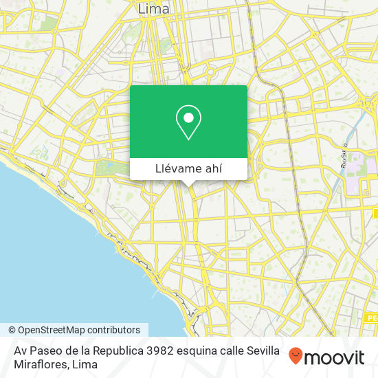 Mapa de Av  Paseo de la Republica 3982  esquina calle Sevilla  Miraflores