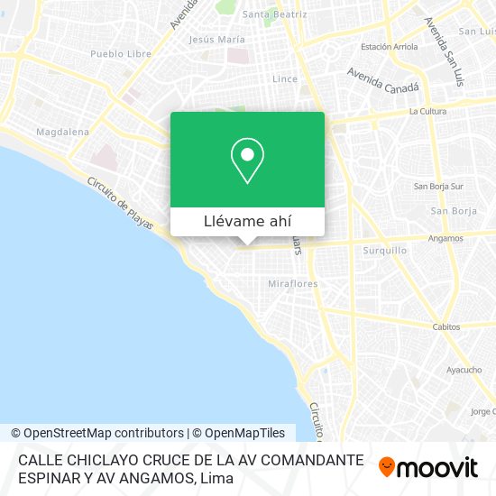 Mapa de CALLE CHICLAYO CRUCE DE LA AV  COMANDANTE ESPINAR Y AV  ANGAMOS