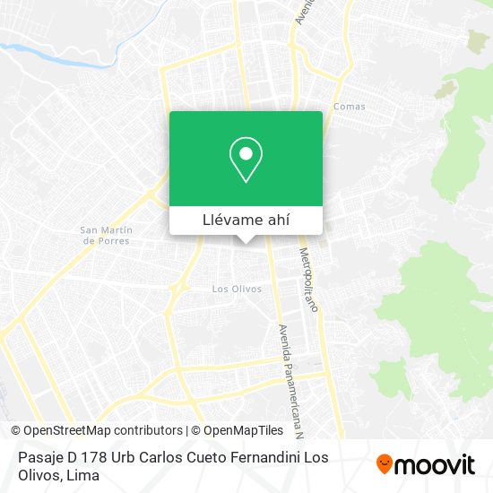 Mapa de Pasaje D 178 Urb  Carlos Cueto Fernandini   Los Olivos