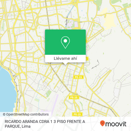 Mapa de RICARDO ARANDA CDRA 1   3 PISO   FRENTE A PARQUE
