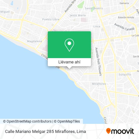 Mapa de Calle Mariano Melgar 285 Miraflores