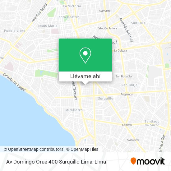 Mapa de Av  Domingo Orué 400  Surquillo  Lima