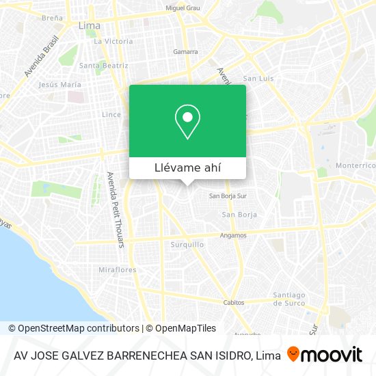 Mapa de AV  JOSE GALVEZ BARRENECHEA  SAN ISIDRO