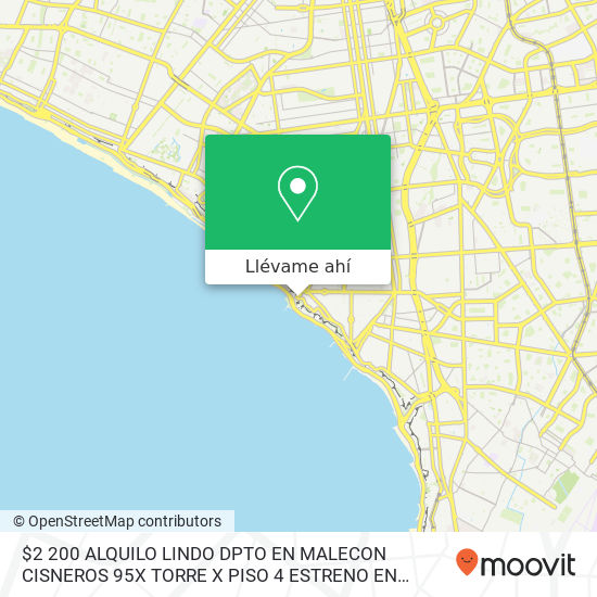 Mapa de $2 200 ALQUILO LINDO DPTO EN MALECON CISNEROS 95X TORRE X PISO 4 ESTRENO EN MIRAFLORES