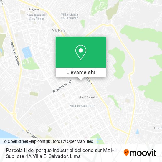 Mapa de Parcela II del parque industrial del cono sur Mz  H1 Sub lote 4A   Villa El Salvador