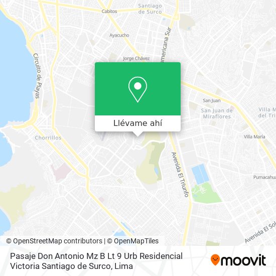 Mapa de Pasaje Don Antonio Mz B Lt  9 Urb  Residencial Victoria   Santiago de Surco